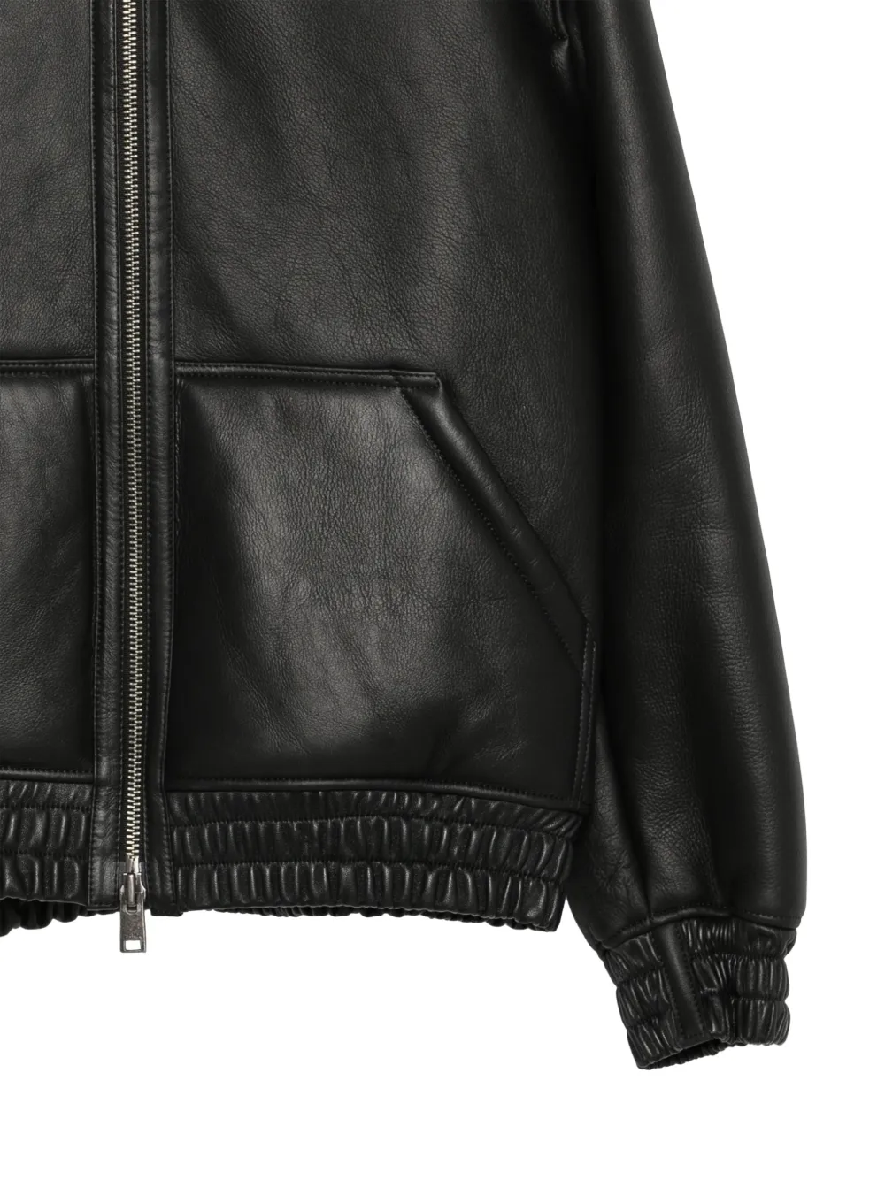 Arma Leren jack met capuchon Zwart