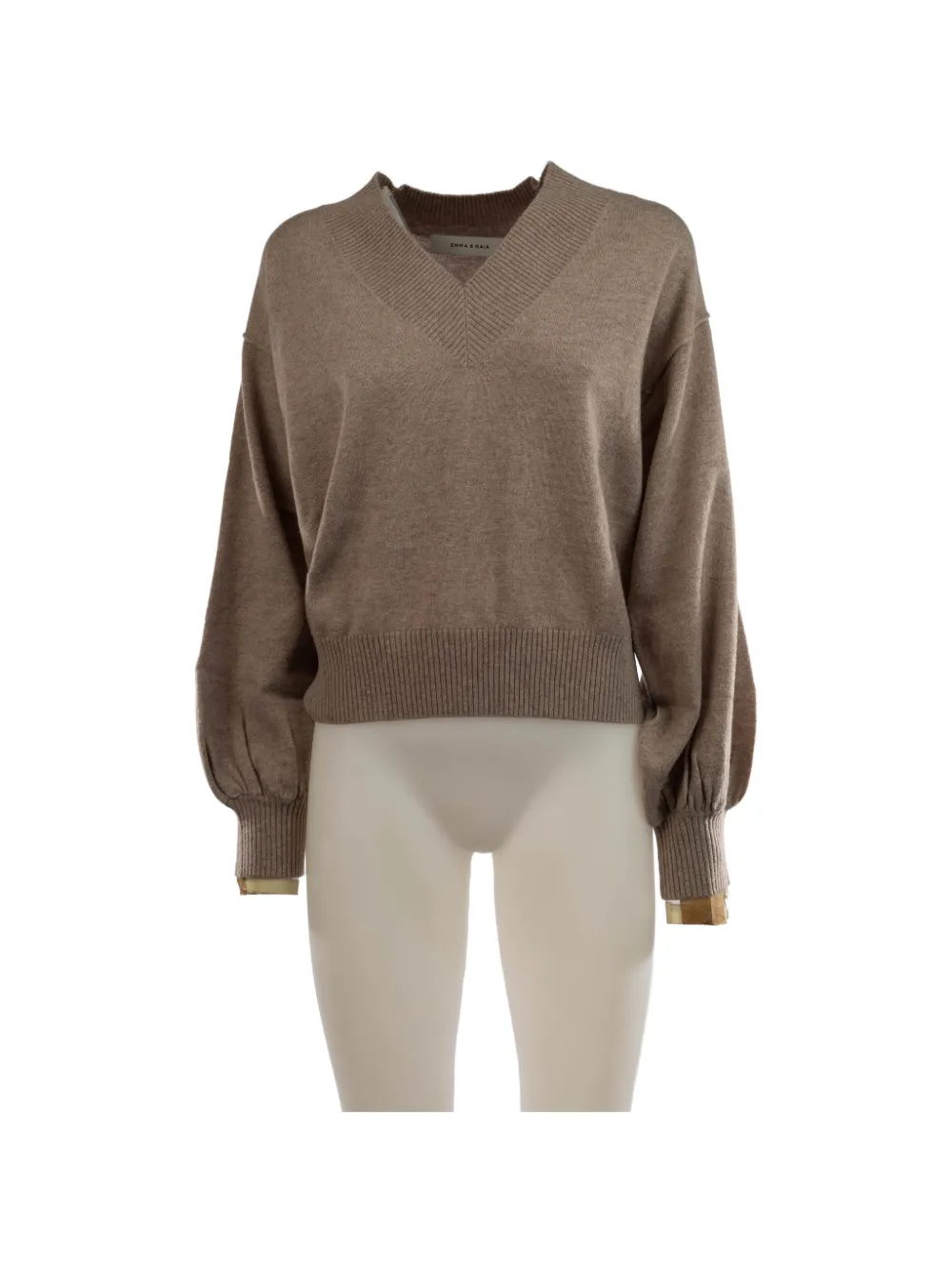 EMMA E GAIA V-neck puff-sleeve sweater