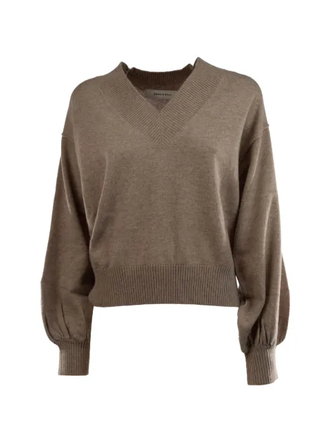 EMMA E GAIA V-neck puff-sleeve sweater