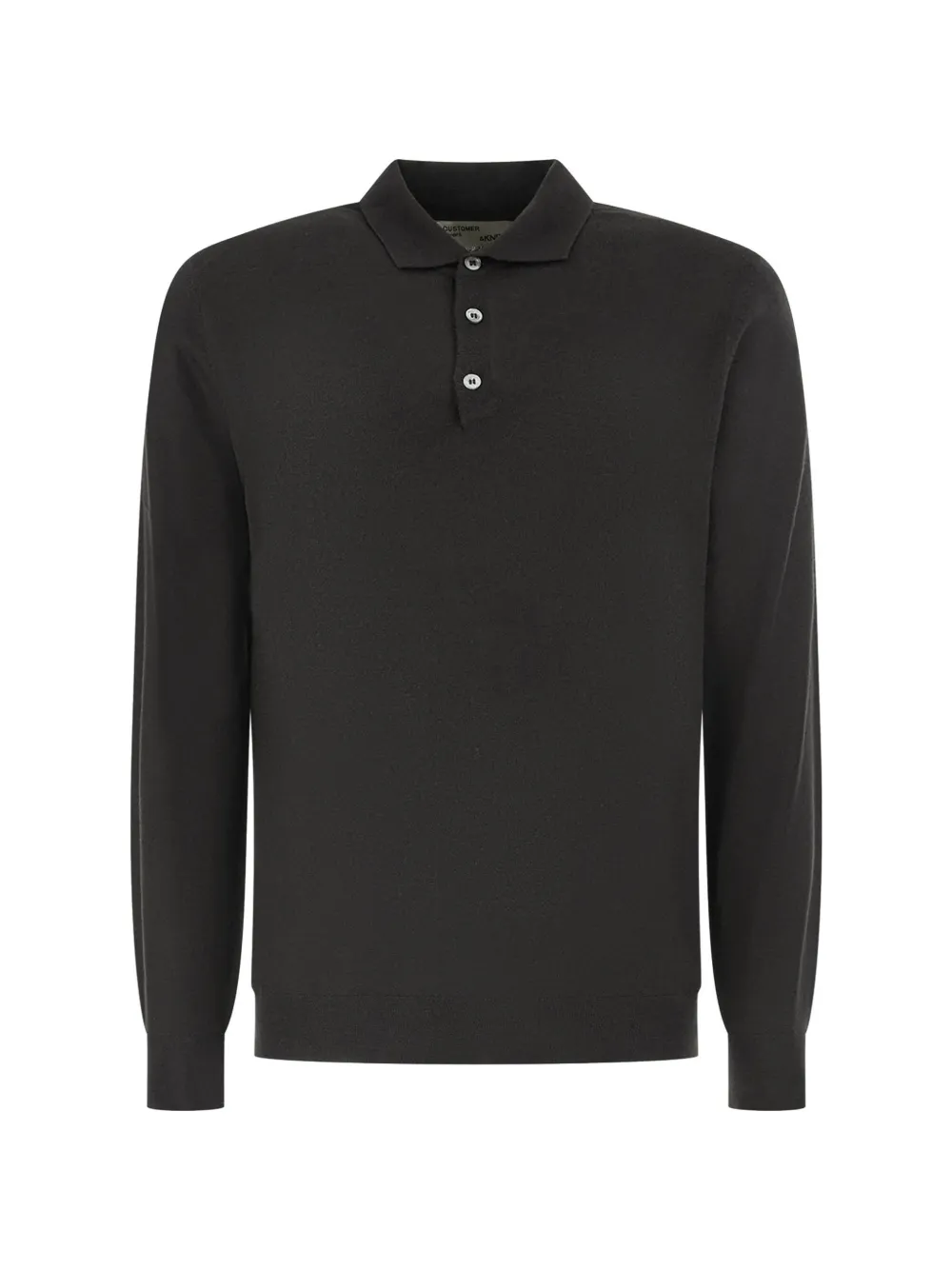 Customer Lovers Long-sleeve Knitted Polo Shirt In Black
