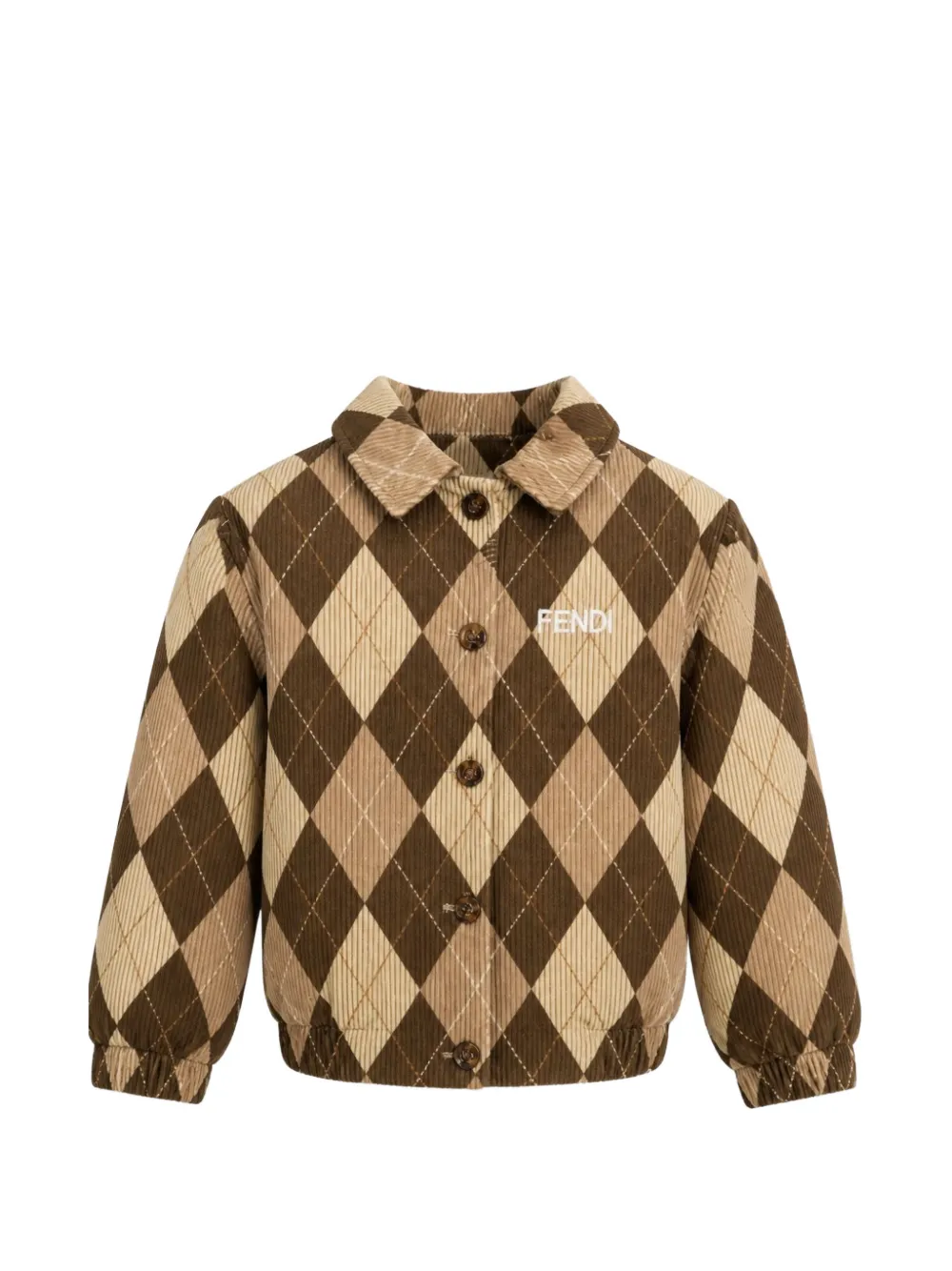 Fendi Kids argyle corduroy jacket - Marrone