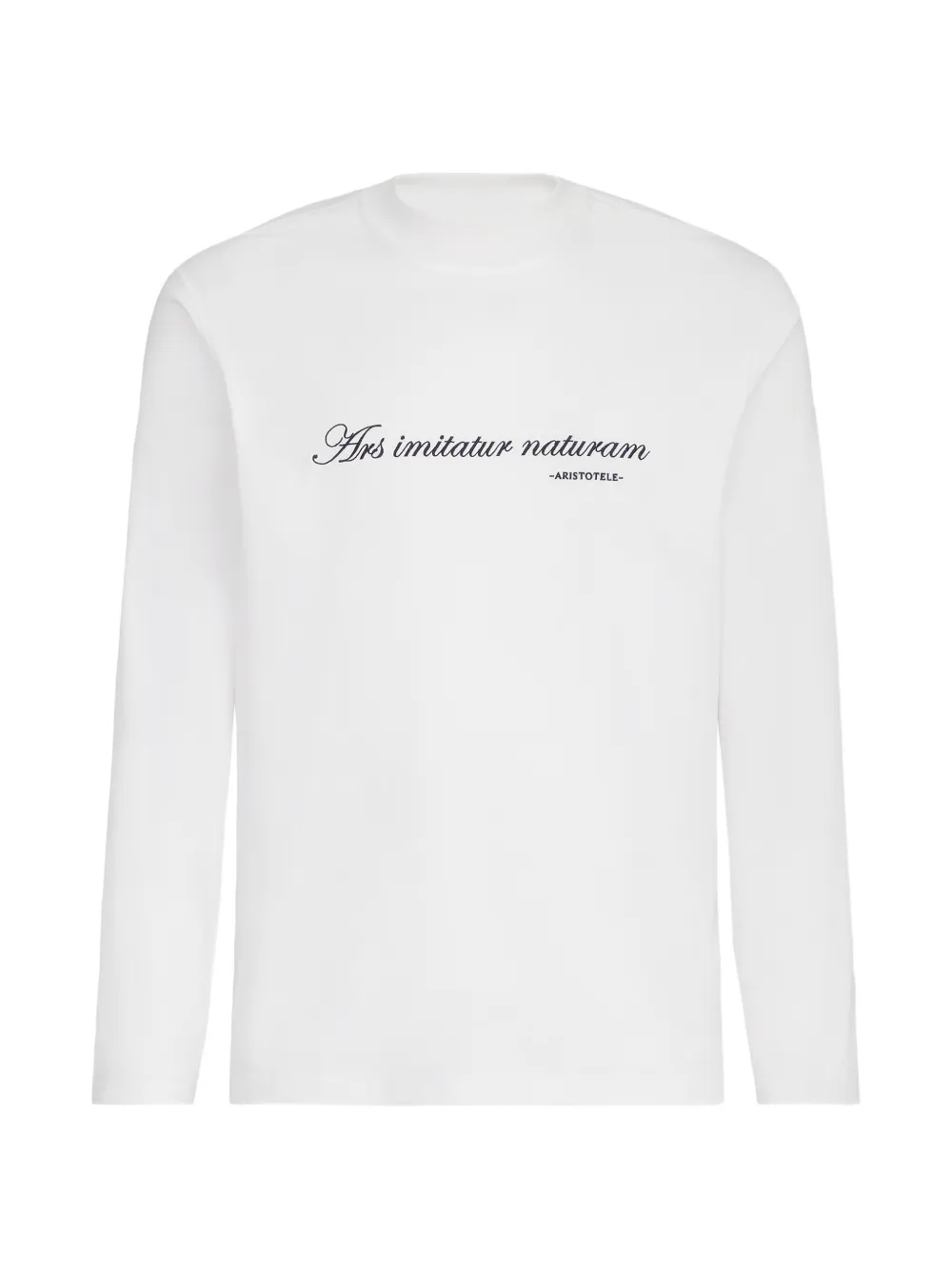 Brunello Cucinelli cotton jersey long sleeve mock neck T-shirt with embroidery - White