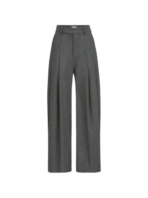 Brunello Cucinelli virgin-wool and cashmere-twill flannel pleated barrel trousers with Monili