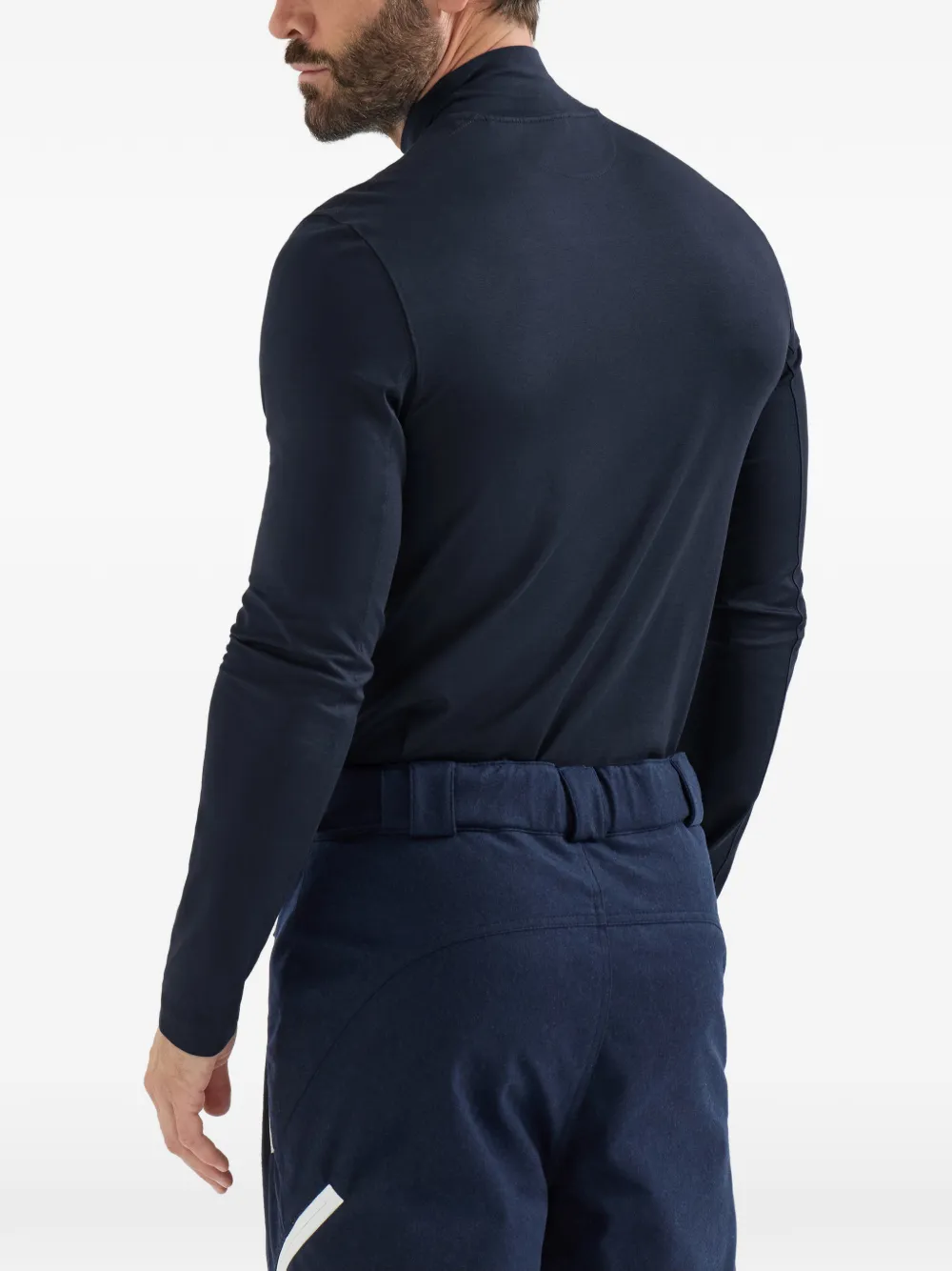 Brunello Cucinelli Comfort zijden jersey T-shirt met lange mouwen en borduurwerk Blauw