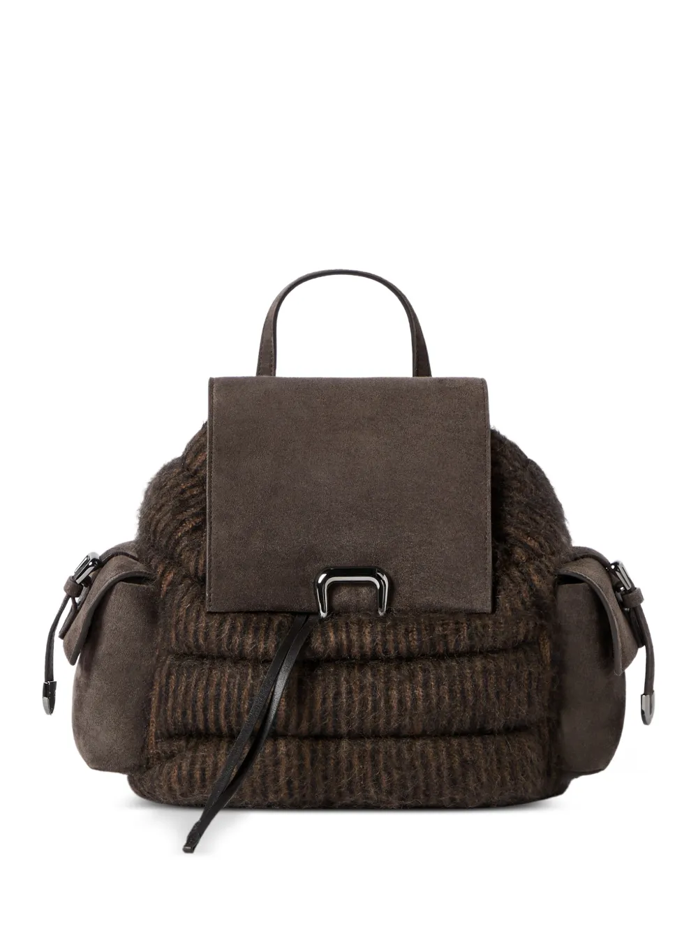 Brunello Cucinelli Zaino Sartorial in mohair e lana con inserti in pelle scamosciata - Marrone