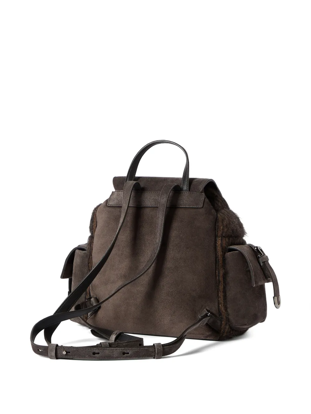 Brunello Cucinelli Sartorial gebreide rugzak van mohair en wol met suède inzetstukken Bruin