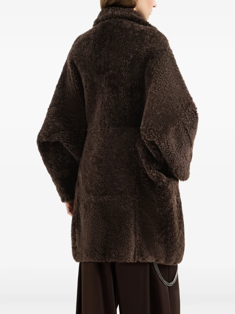 Brunello Cucinelli Pluizige jas met glanzende ritstrekker Bruin
