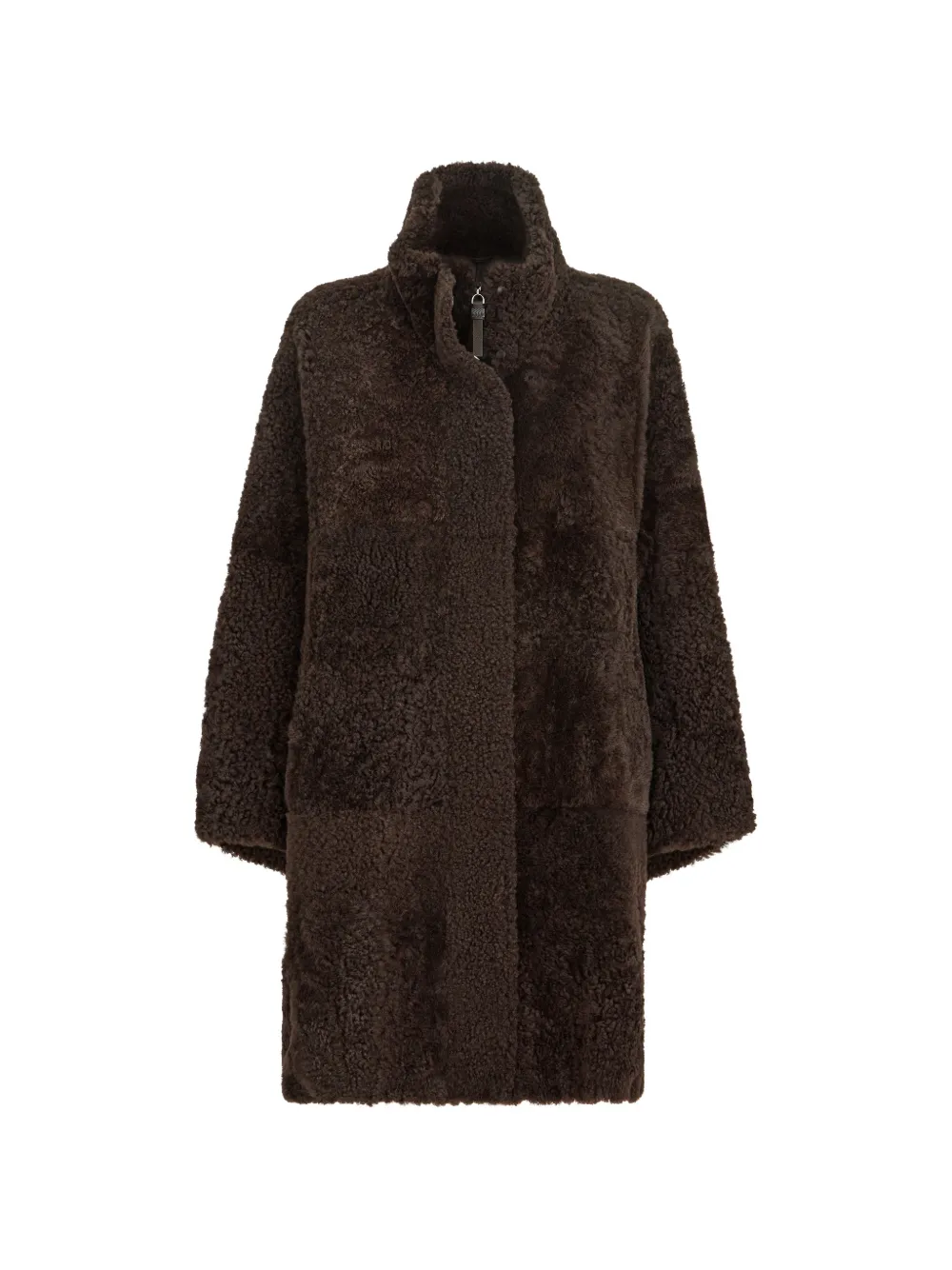 Brunello Cucinelli Cappotto in shearling con zip - Marrone