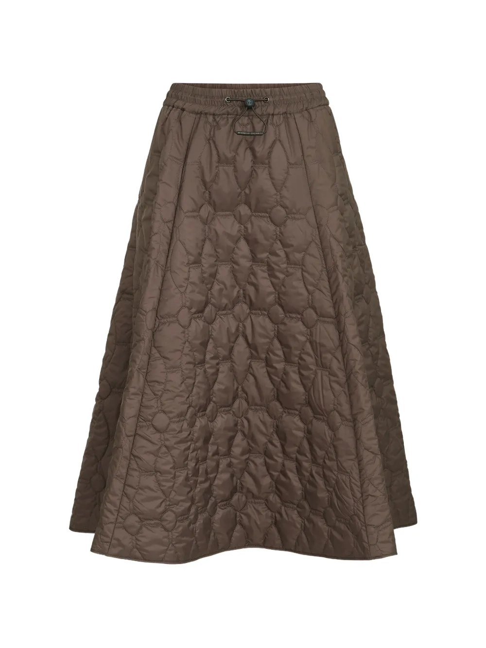 Brunello Cucinelli Gewatteerde midi-rok met matte afwerking Bruin