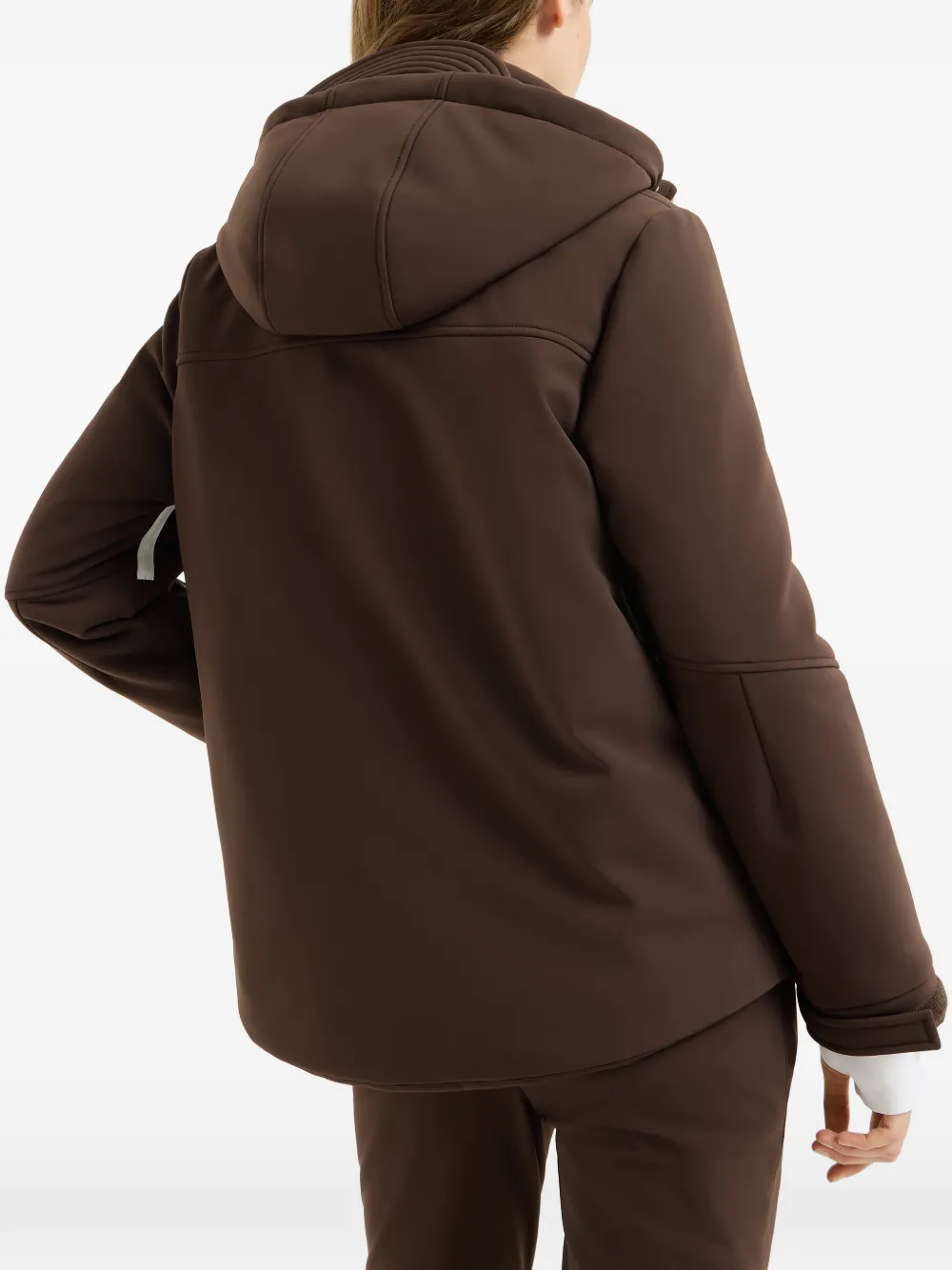 Brunello Cucinelli Bergjack van verlijmde technostof met capuchon en Thermore -vulling Bruin