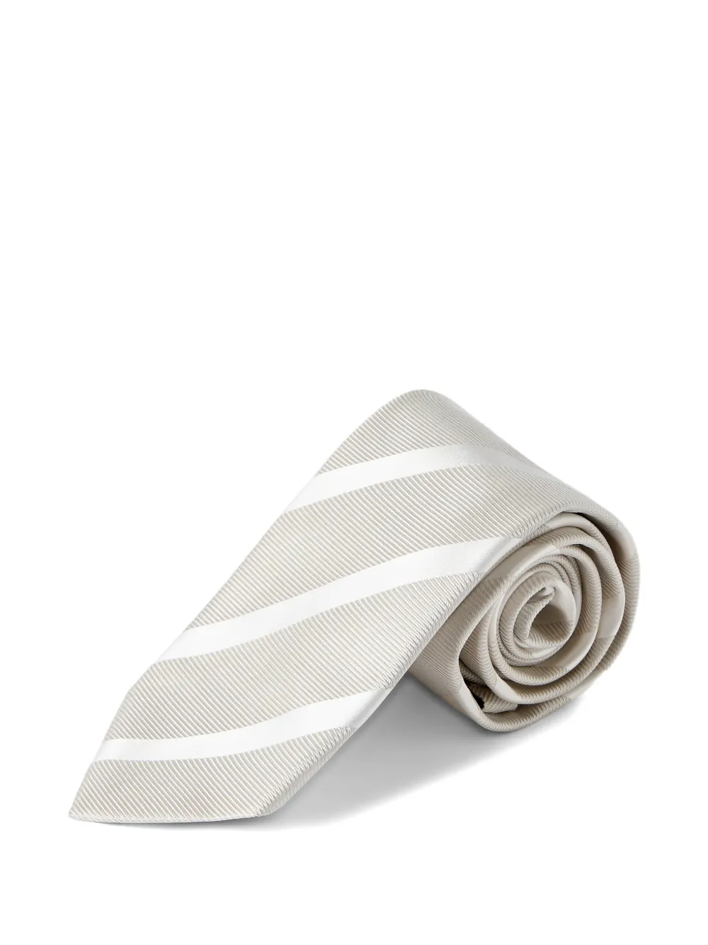 Brunello Cucinelli Zijden diagonale stropdas met regimentstrepen Beige