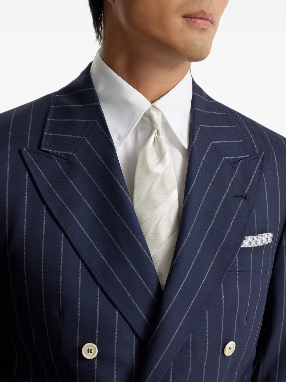 Brunello Cucinelli Zijden diagonale stropdas met regimentstrepen Beige