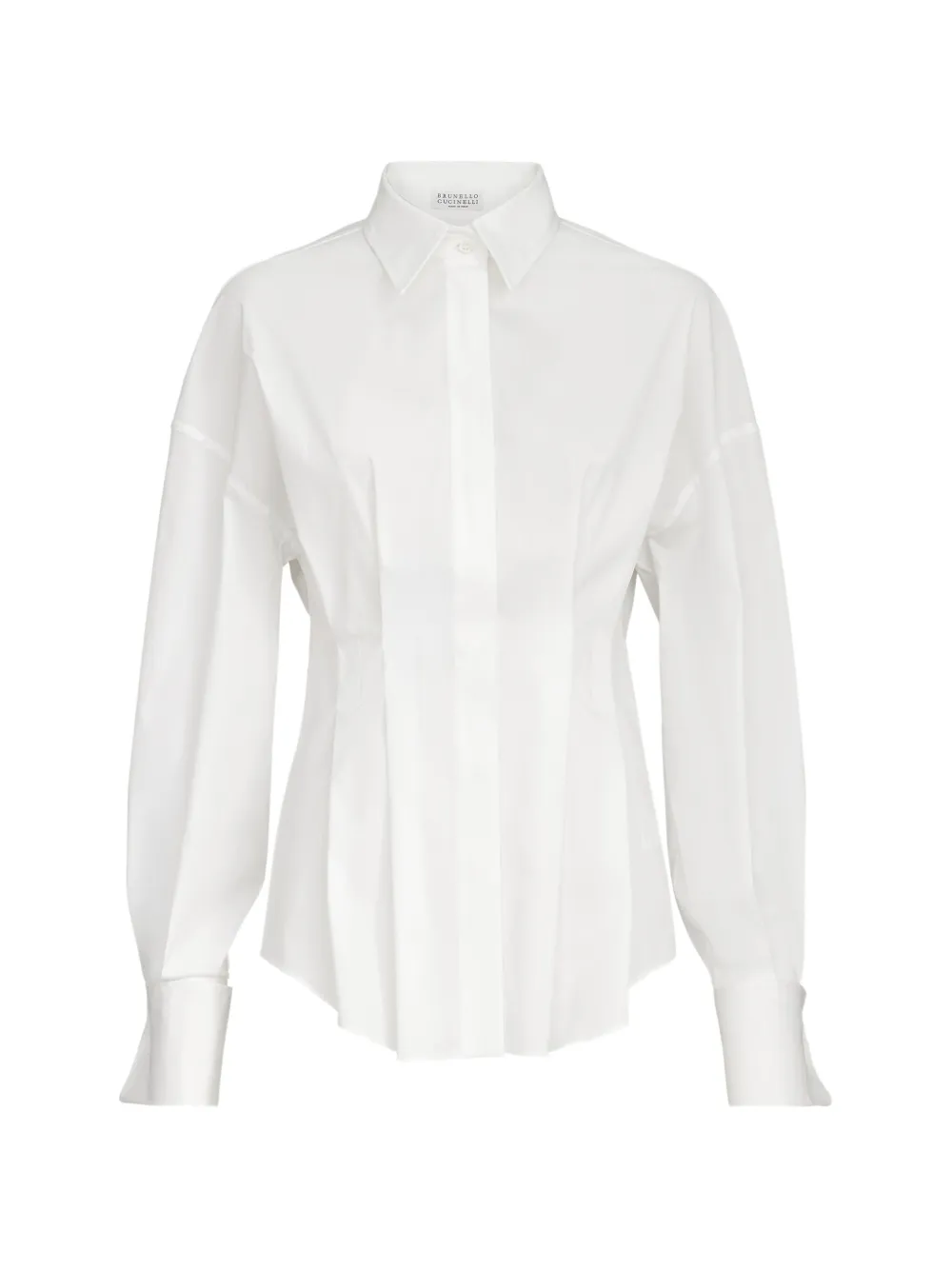 Brunello Cucinelli Camicia in popeline di cotone elasticizzato - Bianco