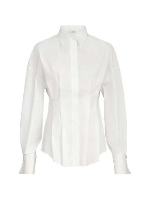 Brunello Cucinelli stretch cotton-poplin pleated shirt