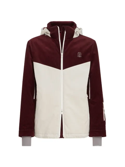 Brunello Cucinelli bonded corduroy hooded Mountain jacket with Thermore® padding and logo