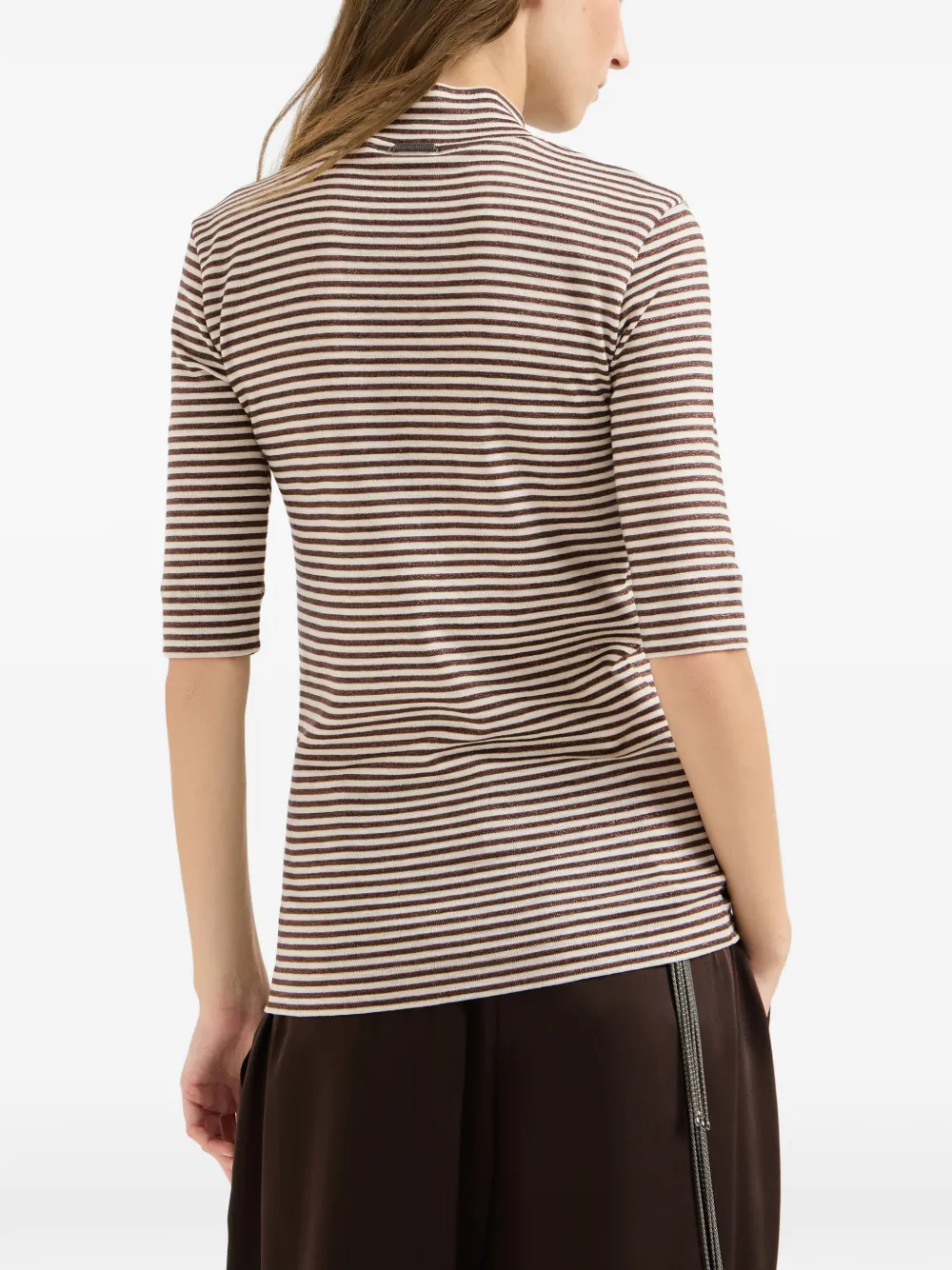 Brunello Cucinelli Gestreept Monili T-shirt Beige