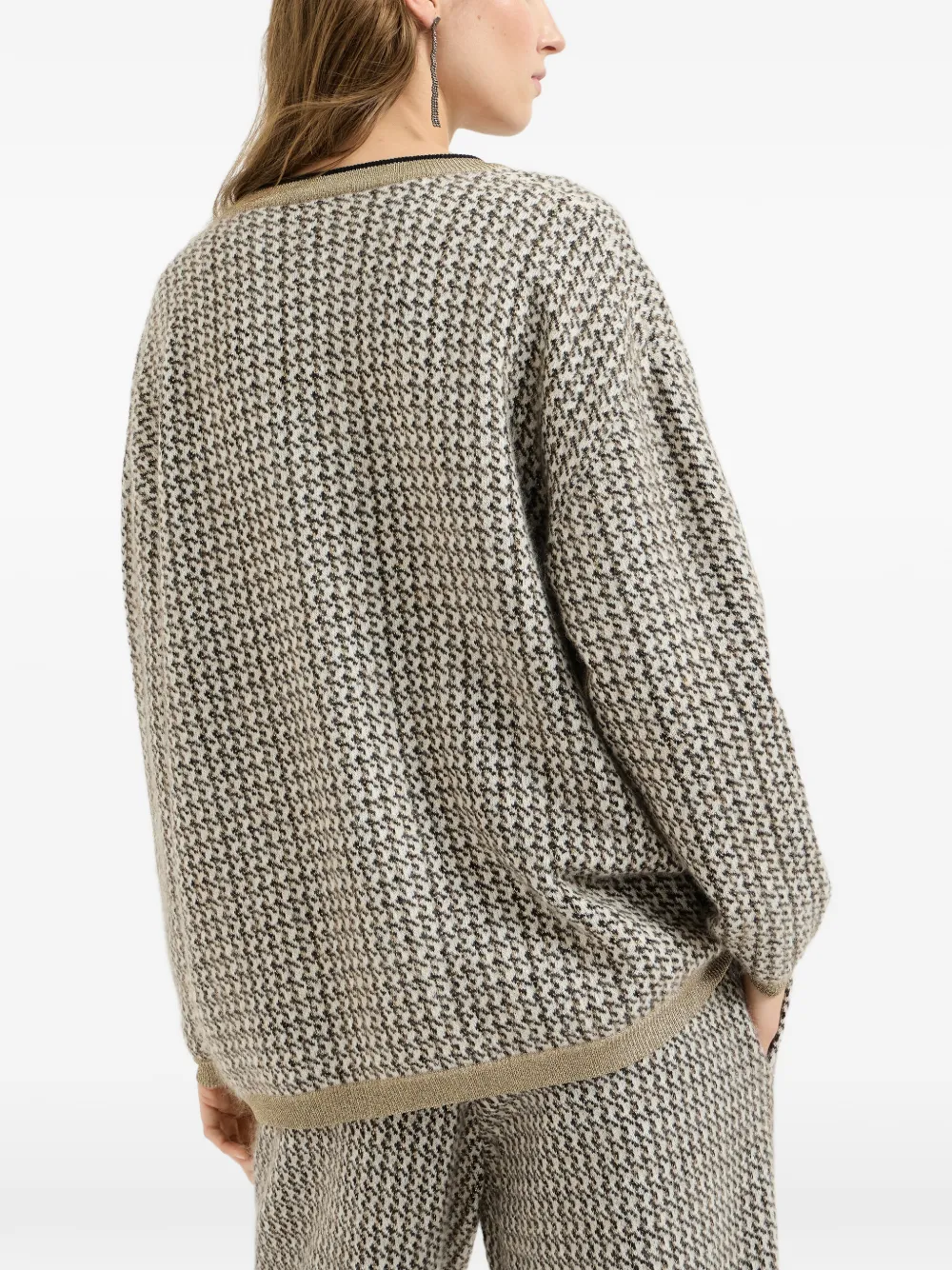 Brunello Cucinelli Vest met pied-de-poule print Beige