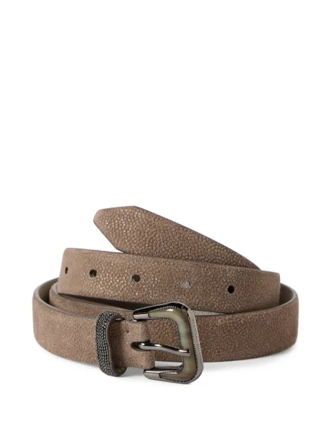 Brunello Cucinelli sparkling textured leather belt with Monili
