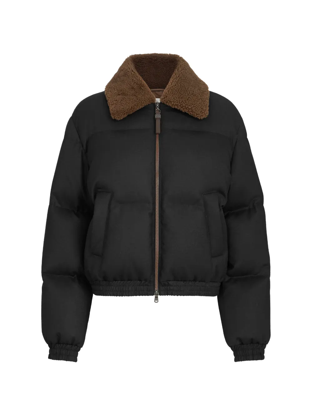Brunello Cucinelli shearling-collar down jacket - Black