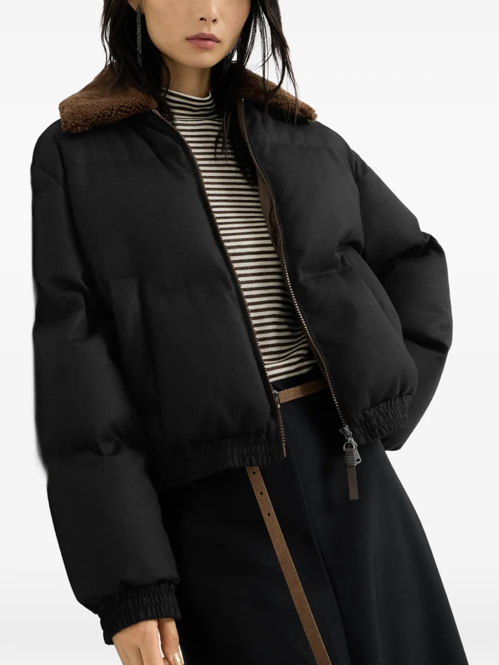 Brunello Cucinelli Jack met lammy kraag Zwart