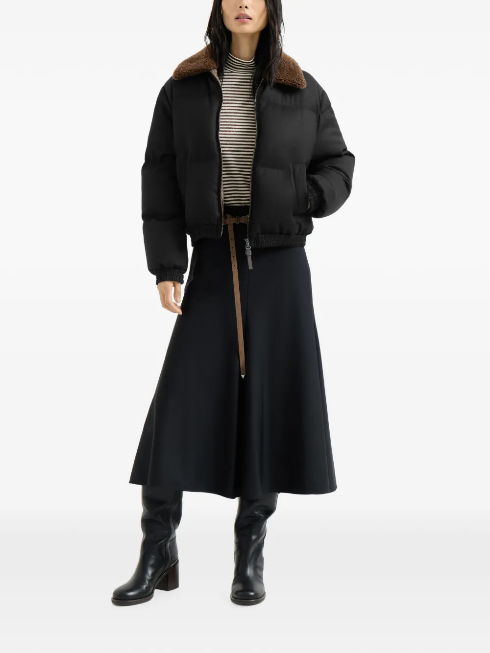 Brunello Cucinelli Jack met lammy kraag Zwart