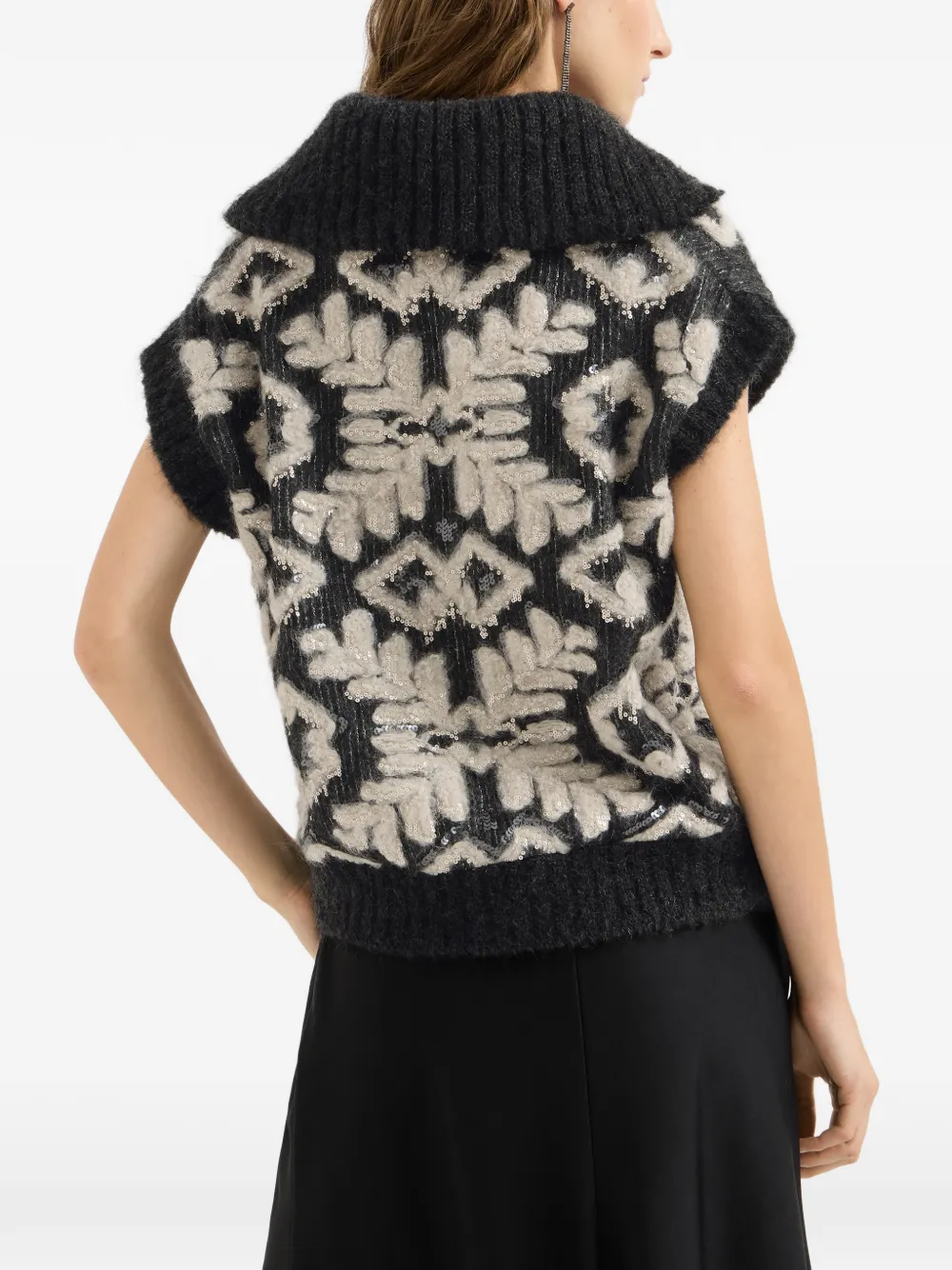 Brunello Cucinelli Vest met pailletten Zwart