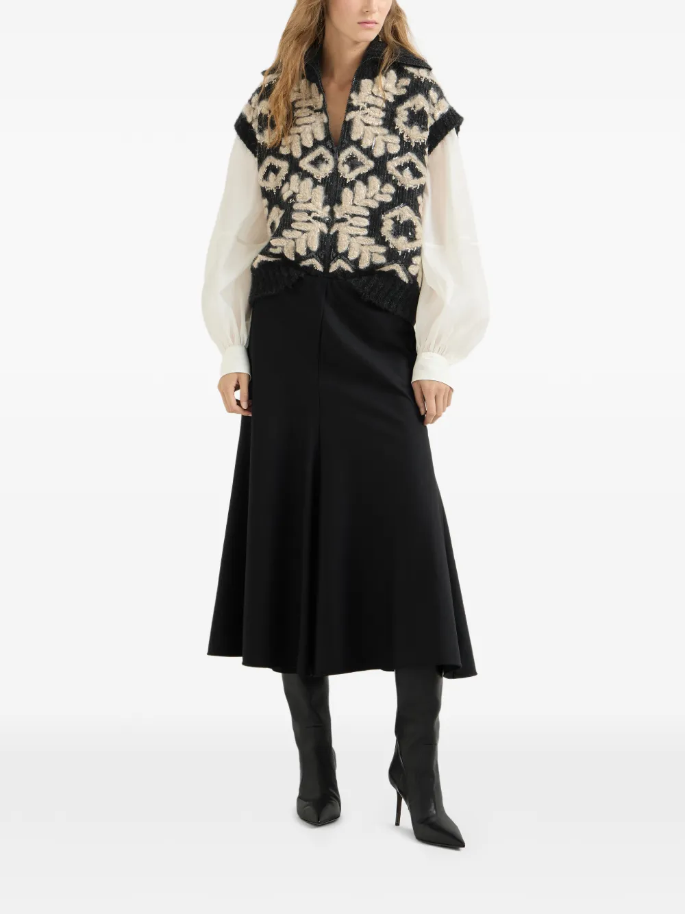 Brunello Cucinelli Vest met pailletten Zwart