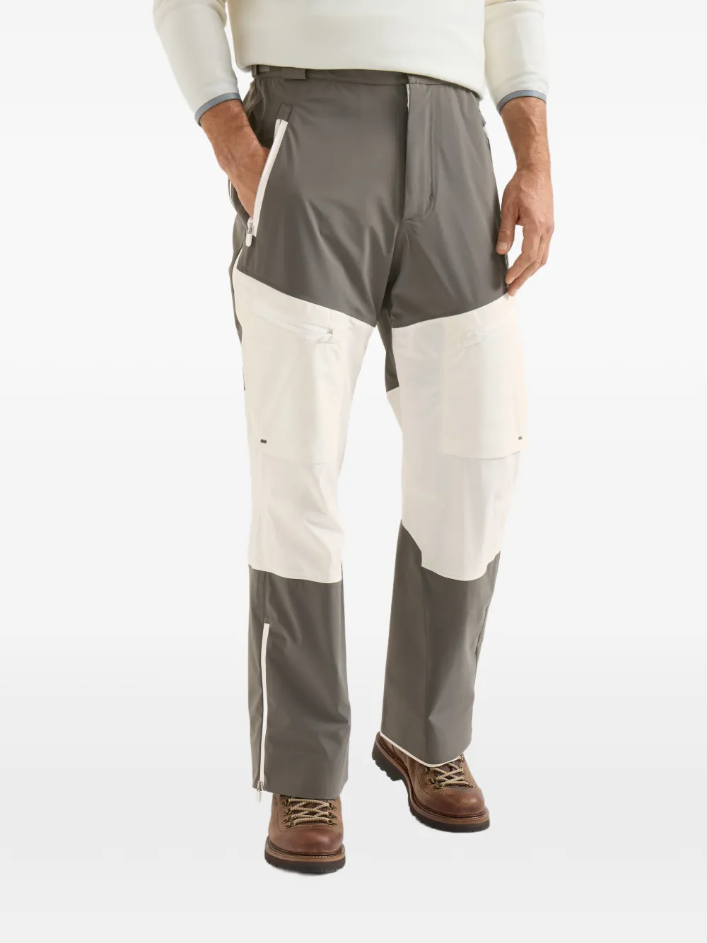 Brunello Cucinelli Mountain performance-salopette van verlijmde taf met logo Grijs