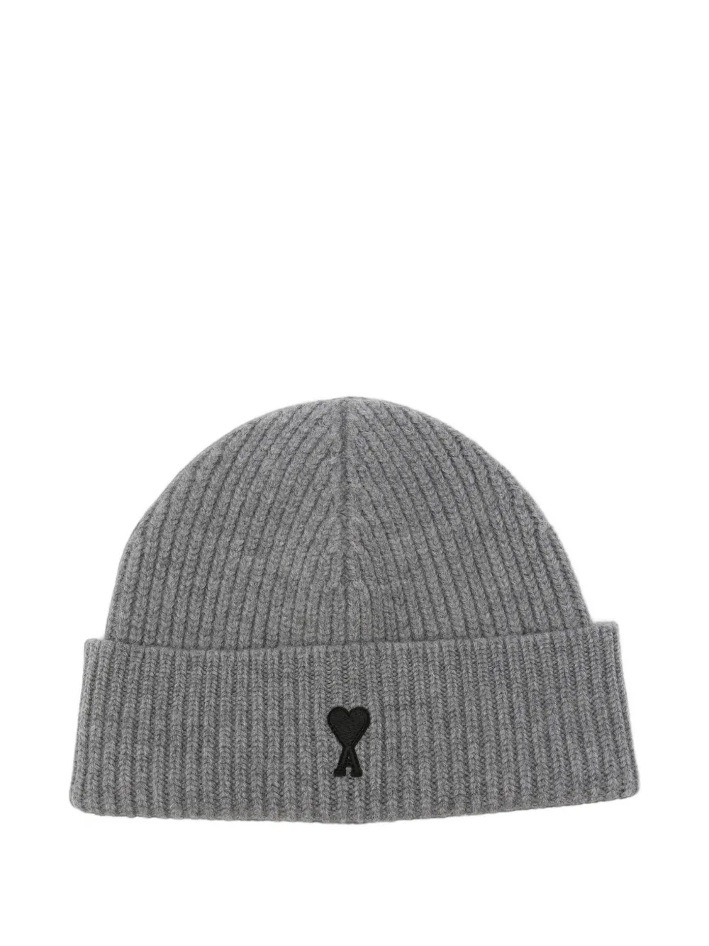 AMI Paris Ami de Coeur ribbed-knit beanie hat - Gris AMI Paris Ami de Coeur ribbed-knit beanie hat - Gris