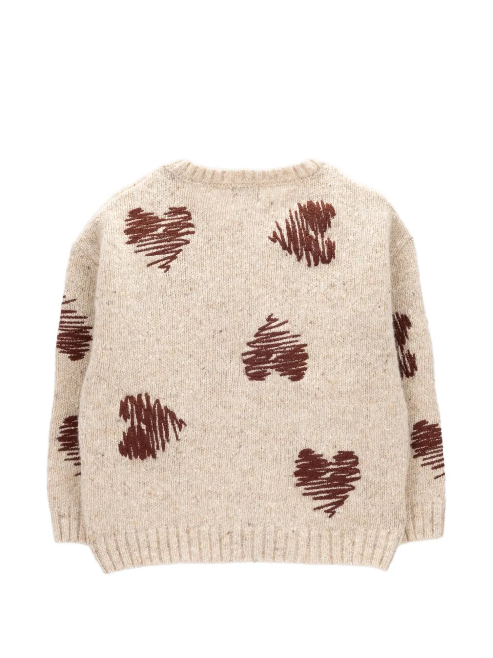 Knot Hearts gebreide trui met geborduurd hart Beige