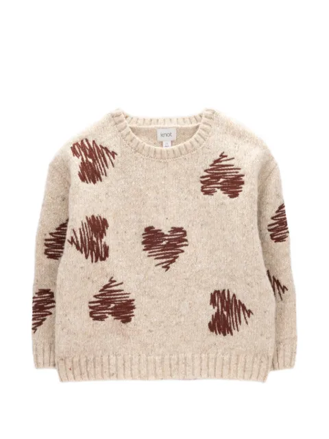 Knot Hearts heart-embroidered knitted sweater