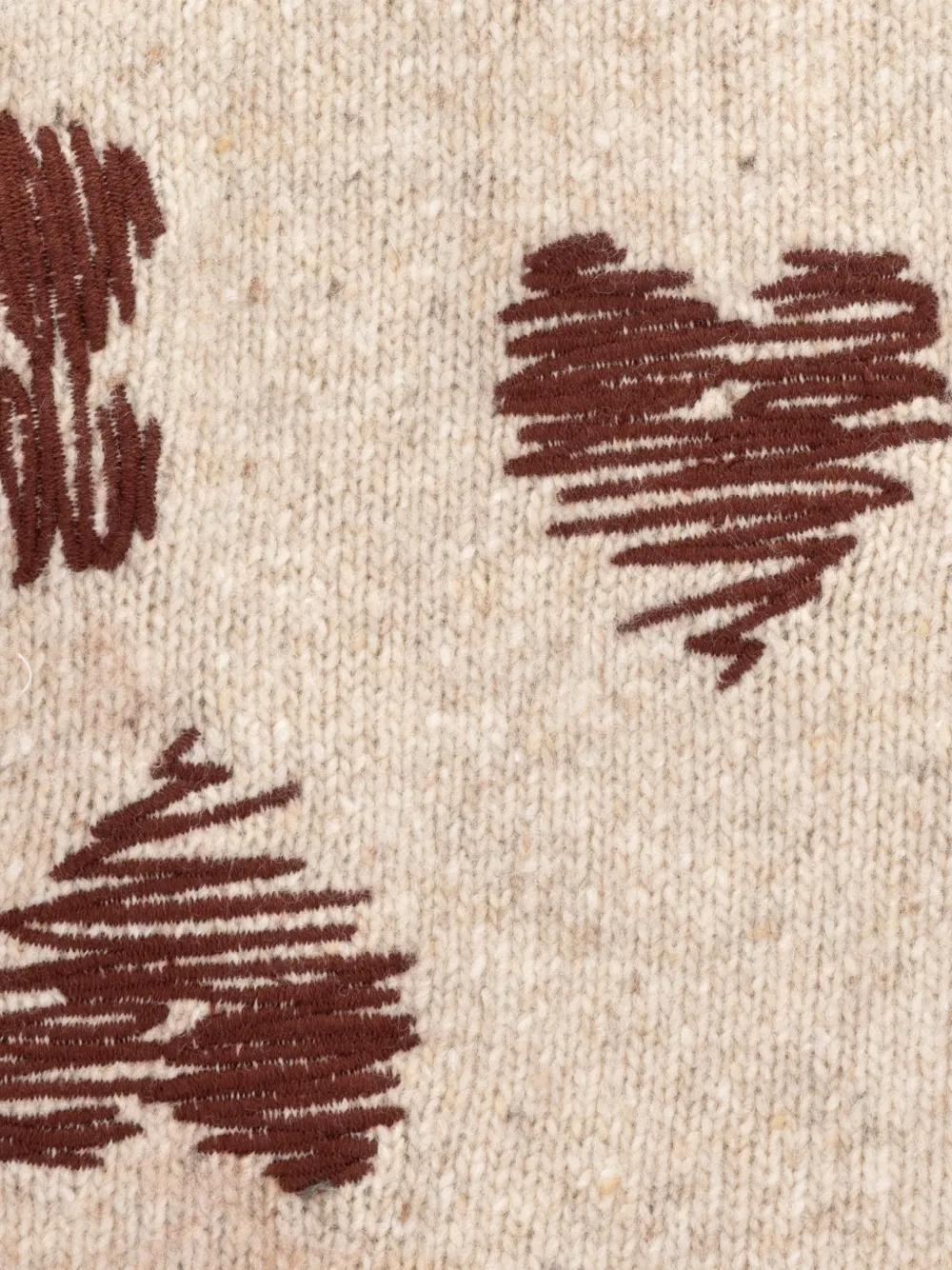 Knot Hearts gebreide trui met geborduurd hart Beige