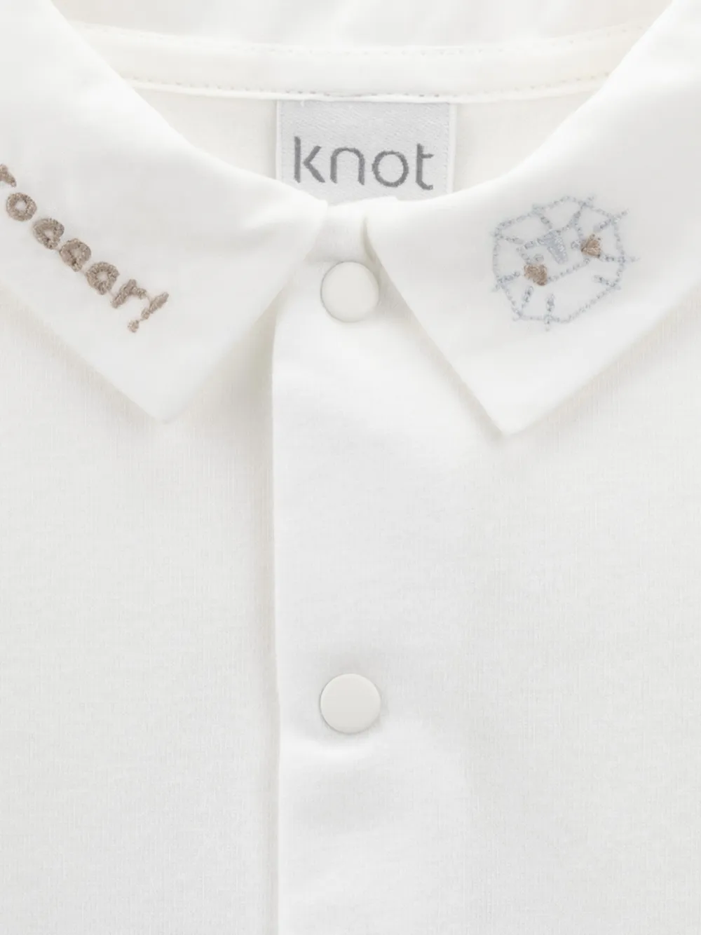 Knot Lion Cub body met borduurwerk en lange mouwen Wit