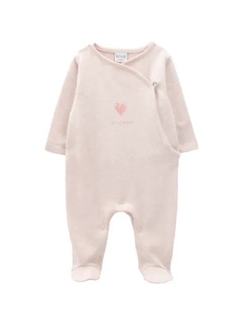 Knot Rosy Lines heart-print wrap babygrow