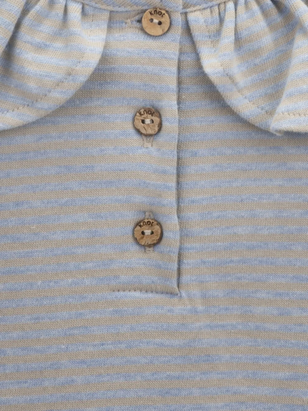 Knot Jane gestreept T-shirt met ruches Grijs