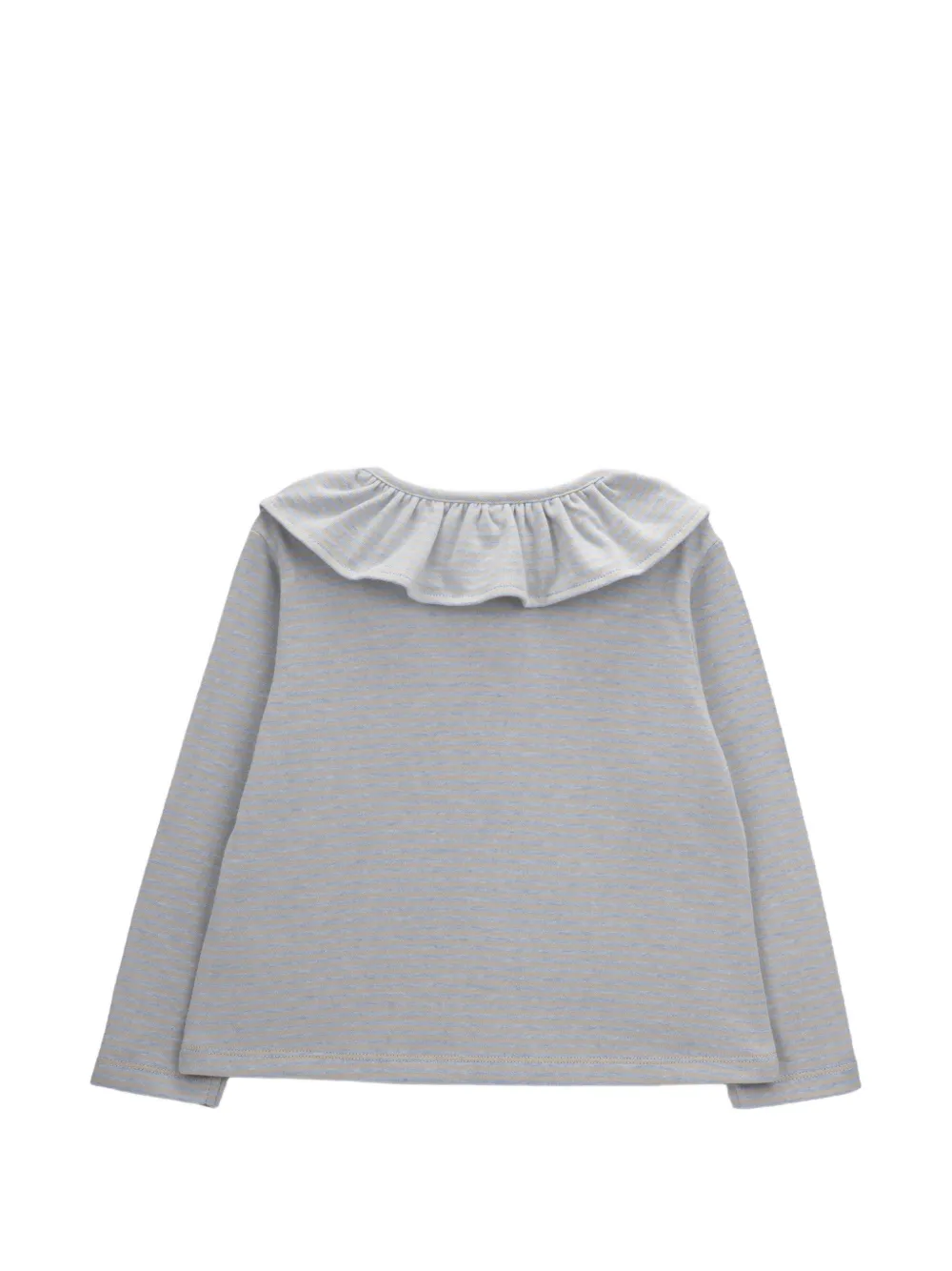 Knot Jane gestreept T-shirt met ruches Grijs