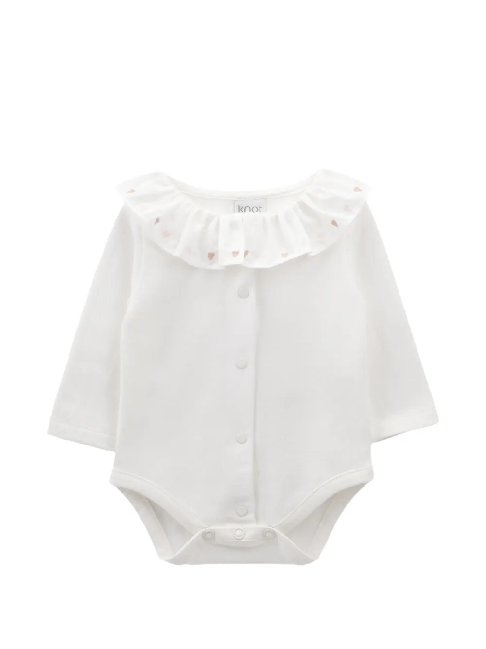 Knot Lenora body met geborduurd hart en ruches Wit