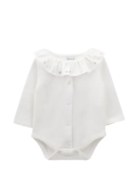 Knot Lenora ruffled heart-embroidered bodysuit