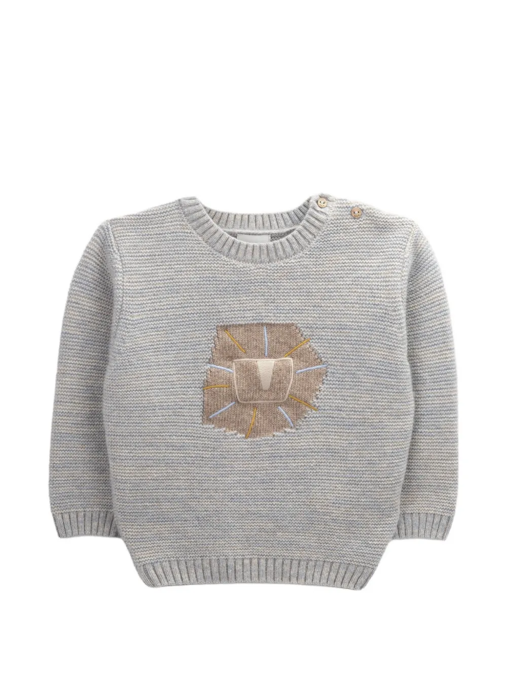 Knot Babies' Lion Intarsia Knitted Sweater In Blue