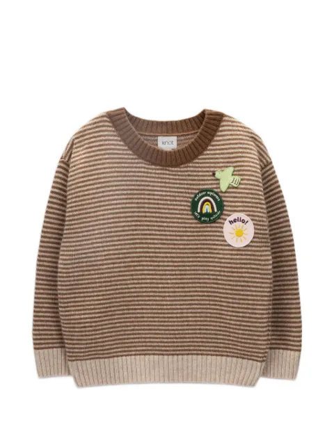 Knot Hello striped patch-detail sweater
