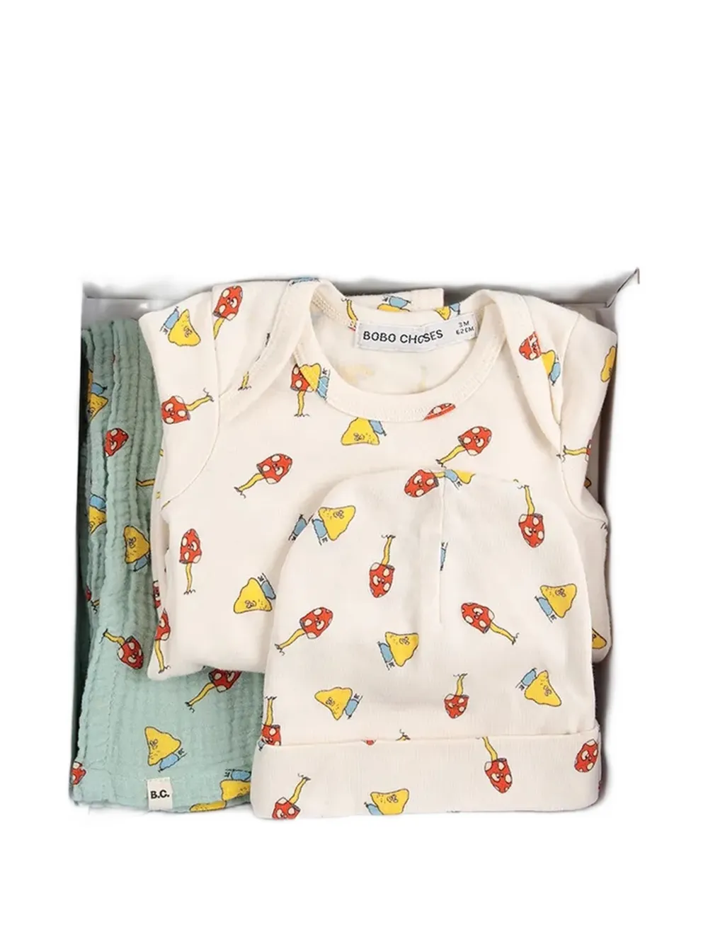 Bobo Choses Drie Mush Monster rompers met paddenstoelen-print Wit