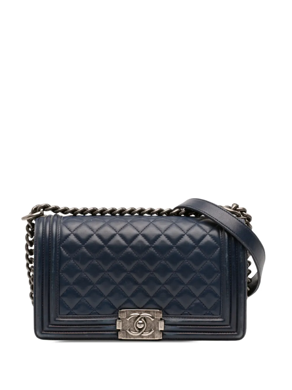CHANEL Pre-Owned 2014-2015 Old Medium Quilted Lambskin Boy Flap crossbody bag - Blu
