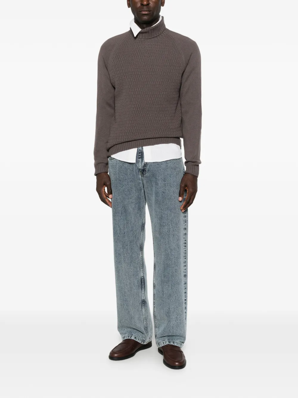 Corneliani Trui met wafelpatroon en raglan mouwen Bruin