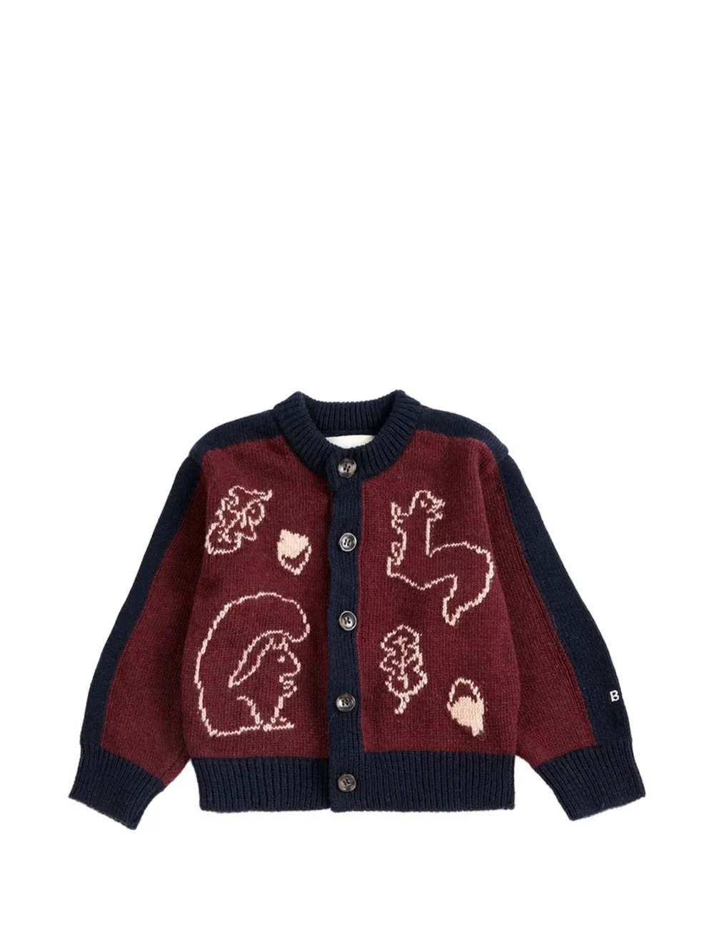 Bobo Choses Forest Scene graphic-intarsia knitted cardigan - Rot