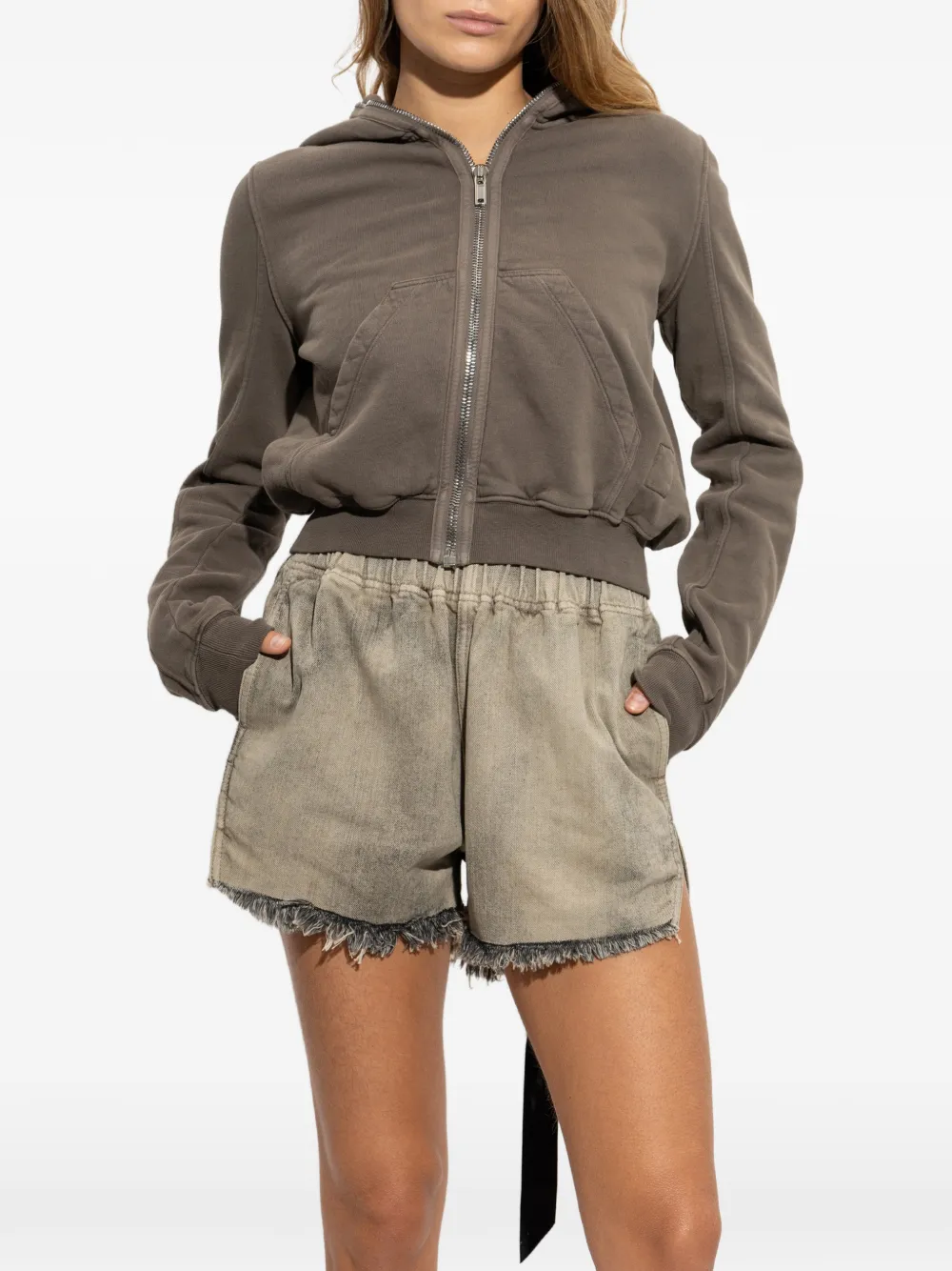 Rick Owens DRKSHDW cropped zip-up hoodie Bruin