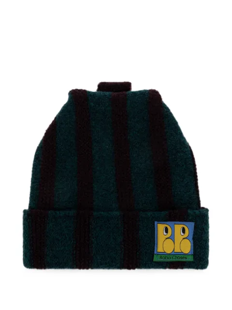 Bobo Choses striped logo-patch beanie hat