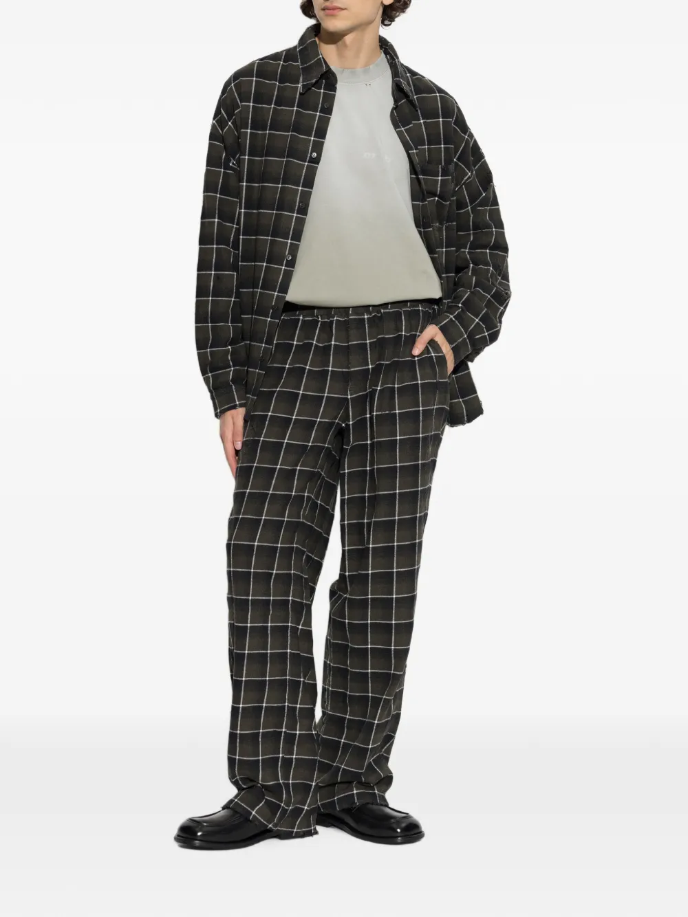 MISBHV Tartan plaid-pattern distressed-effect shirt Groen