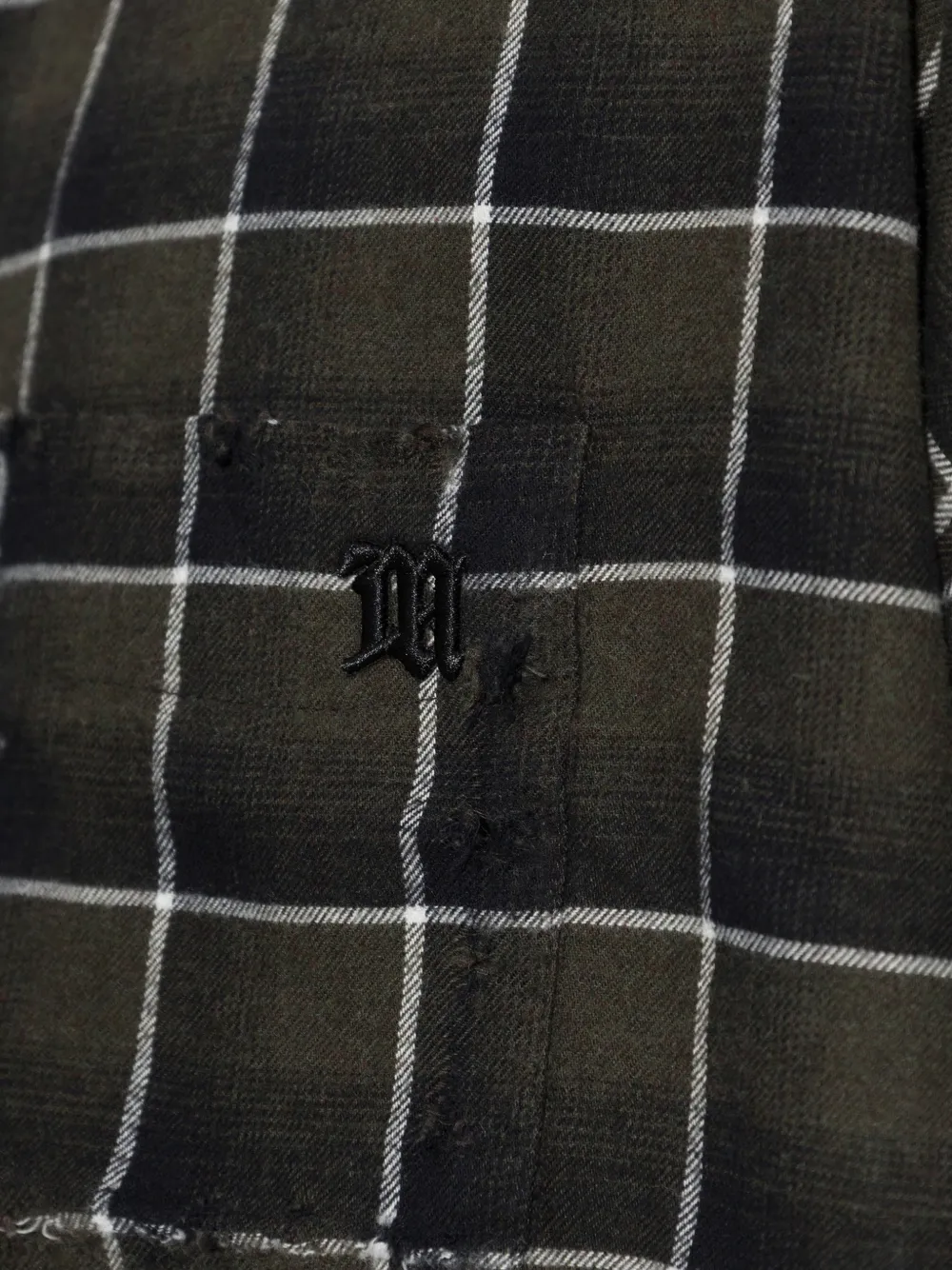 MISBHV Tartan plaid-pattern distressed-effect shirt Groen