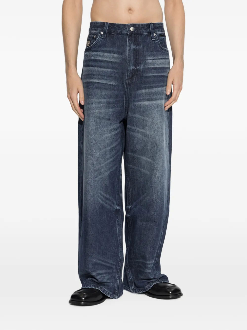 MISBHV Austin jeans met wijde pijpen en vervaagd effect Blauw