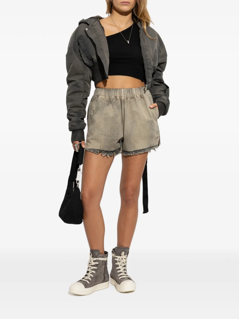 Rick Owens raw-edged shorts Grijs